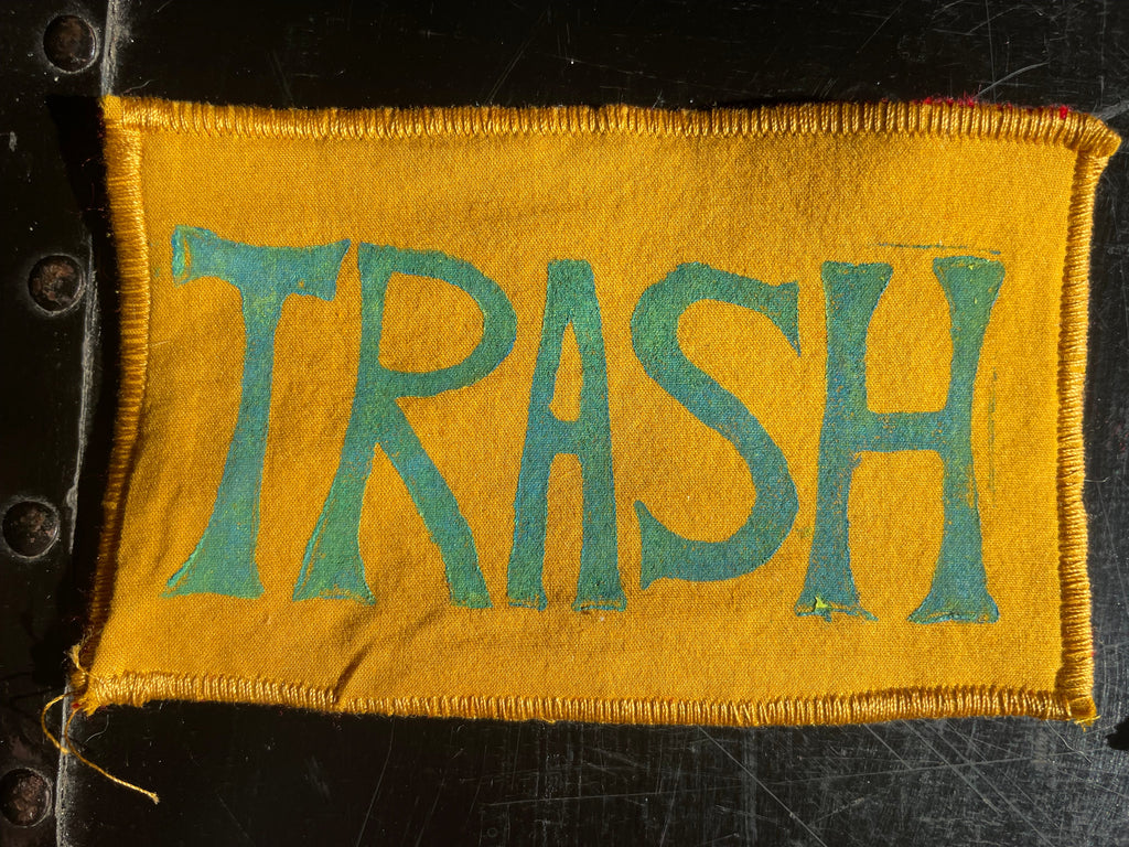 Upcycled Trash Patch-- Mustard Yellow and Teal
