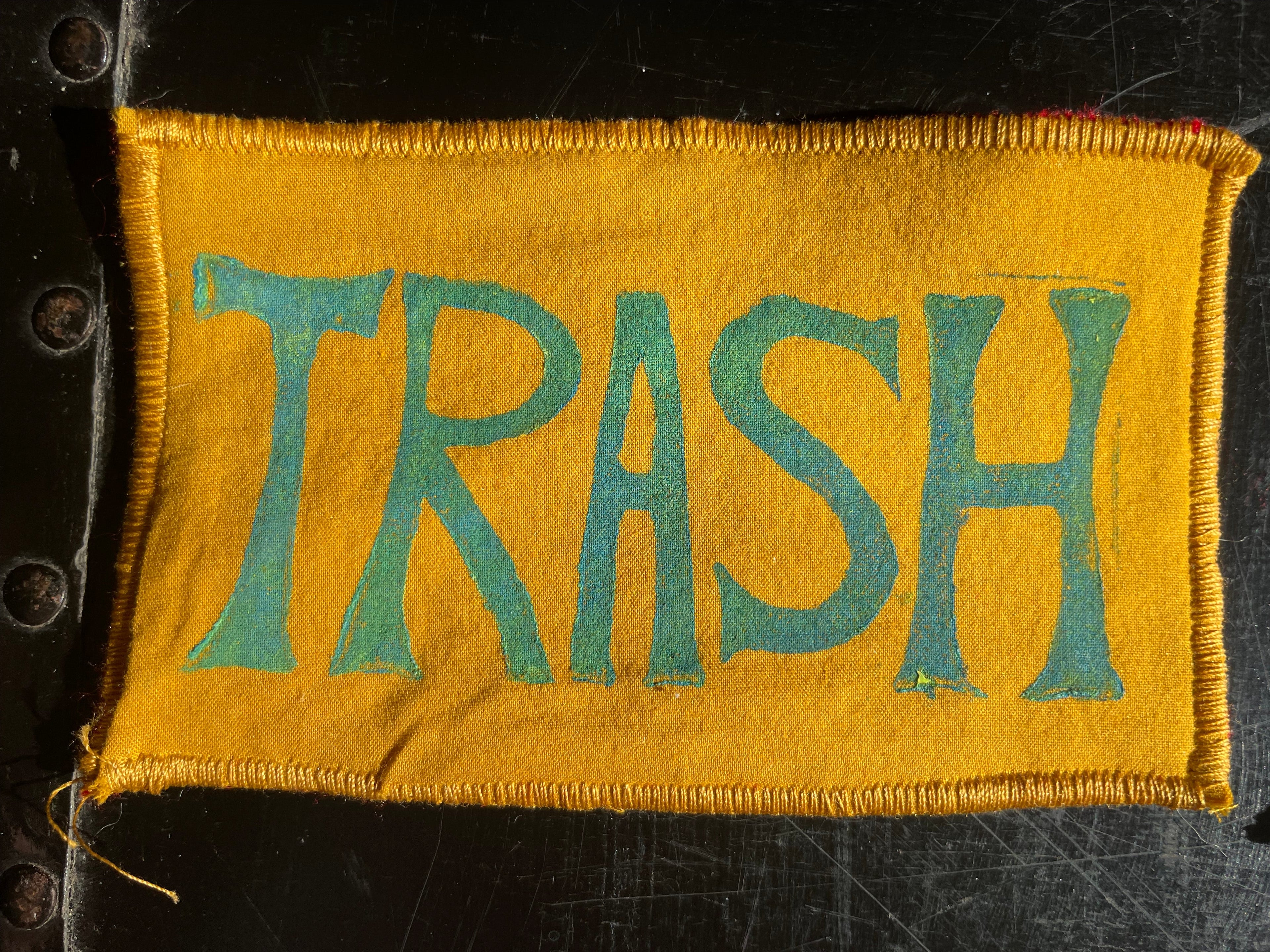Upcycled Trash Patch-- Mustard Yellow and Teal