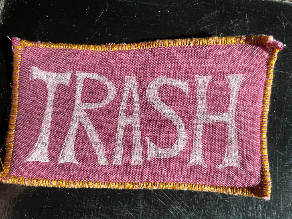 Upcycled Trash Patch-- pink chambray