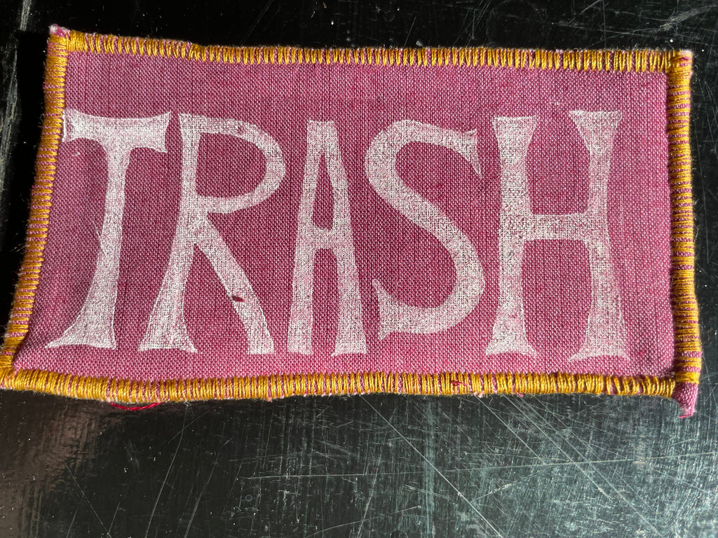 Upcycled Trash Patch-- pink chambray