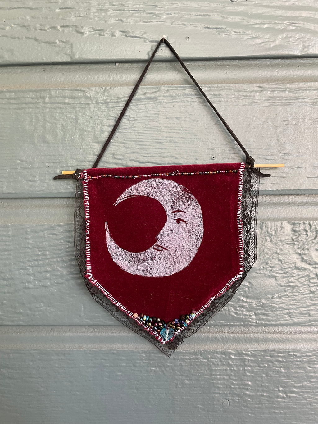 Beaded Velvet Moon Banner