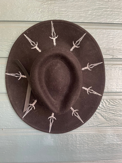 Dagger block print wool hat