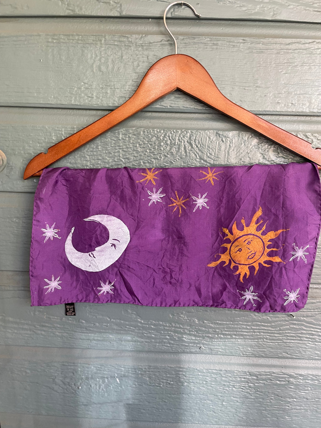 Silk Celestial Block Print Kerchief Bandana