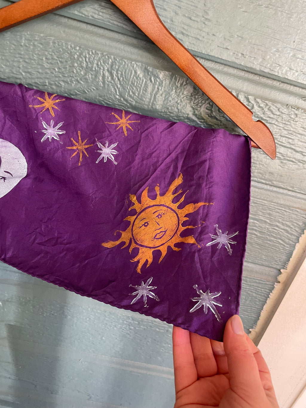 Silk Celestial Block Print Kerchief Bandana