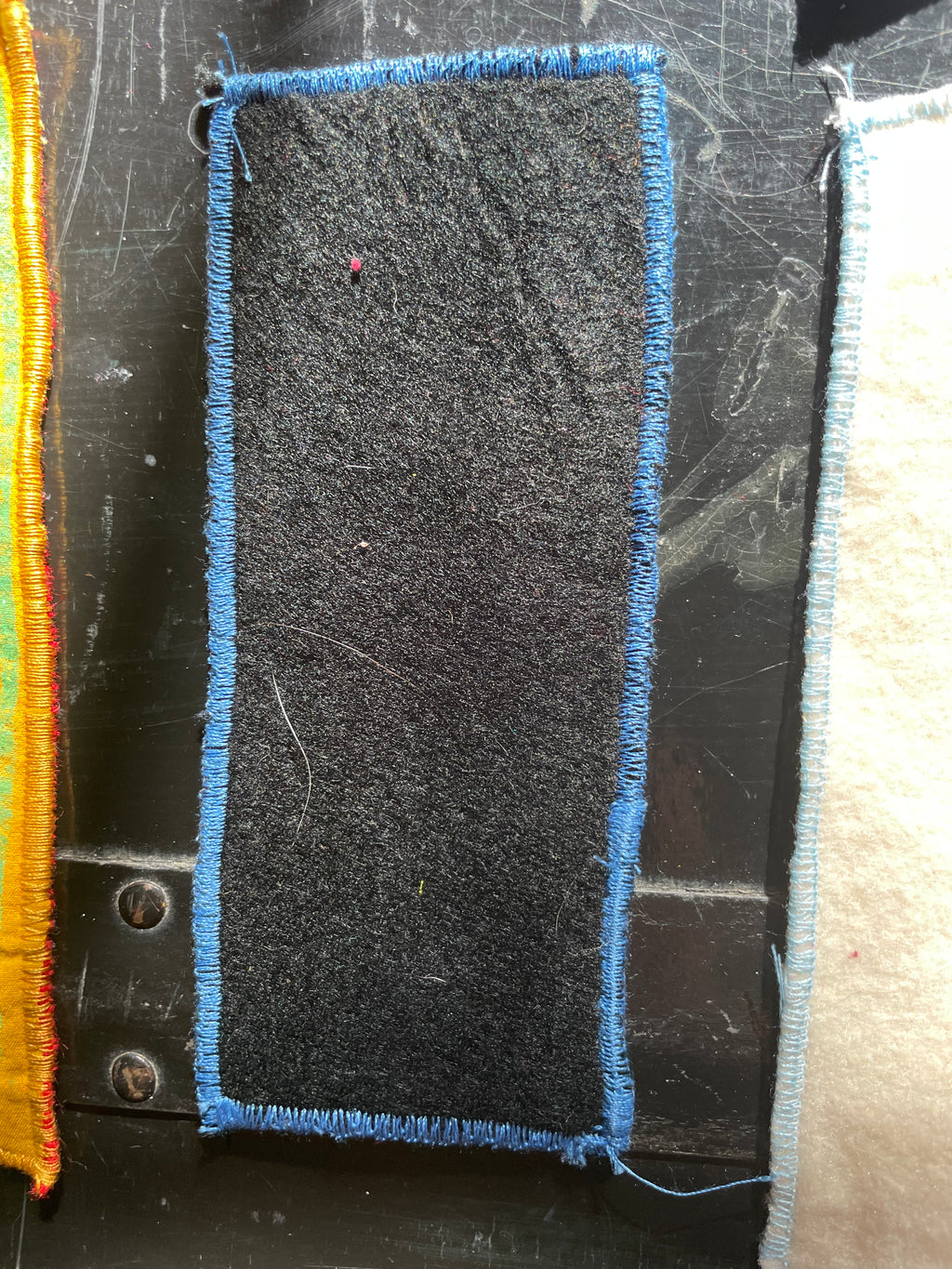 Employees Must Repent Patch-- Blue with Black/Burgundy Print