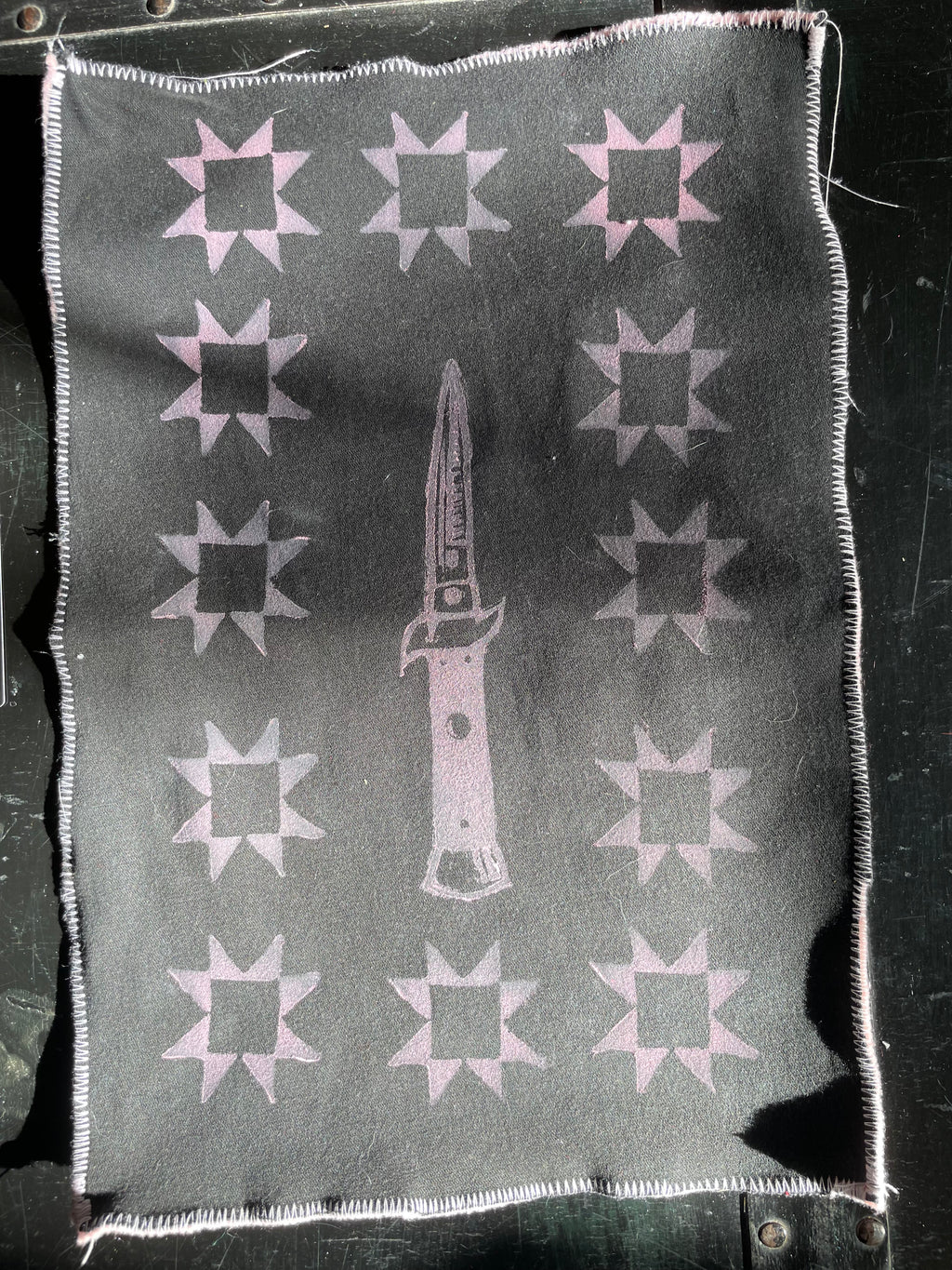 Extra Large Switchblade Quilt Patch-- Black and Pink