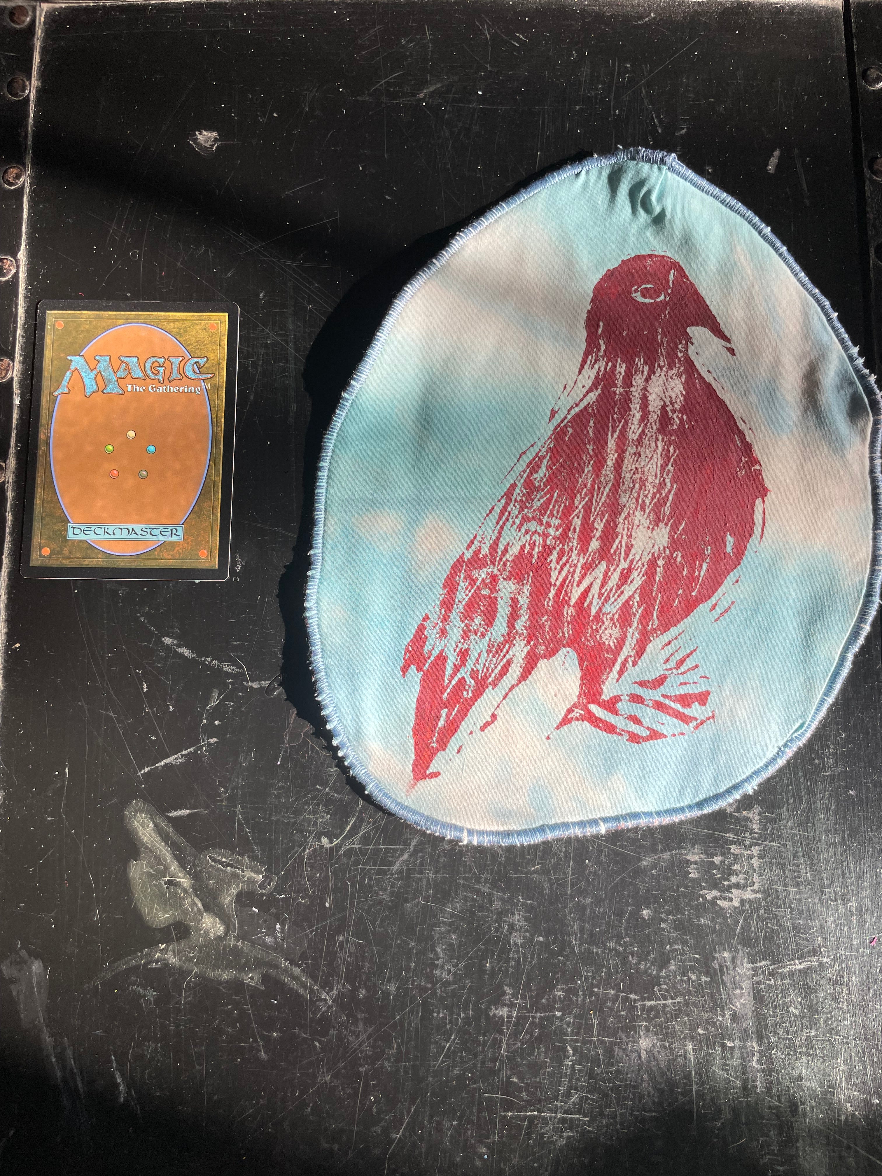 Extra Large Pigeon Patch-- Tie dye with red print