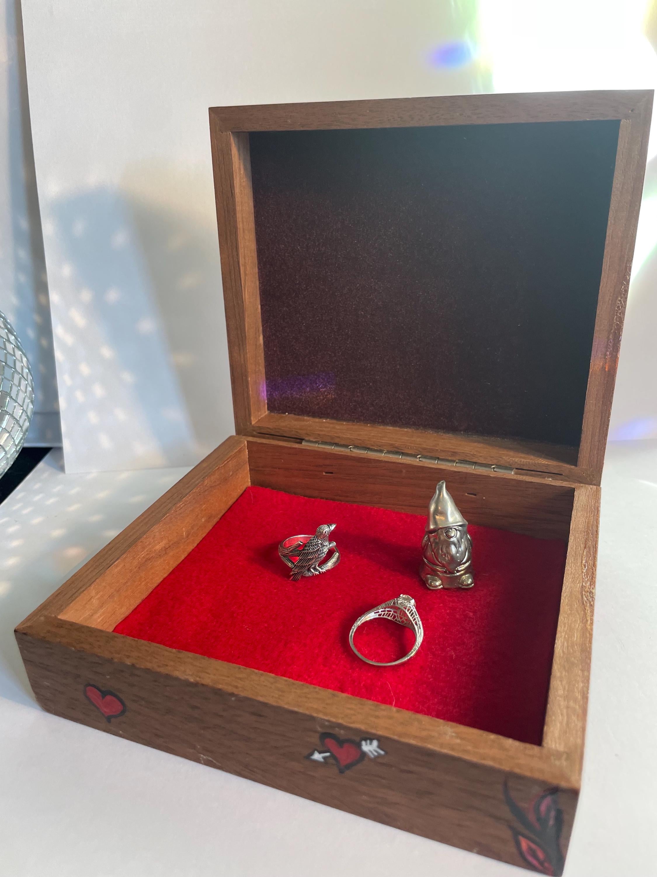 Handpainted Sacred Heart Evil Eye Upcycled Jewelry Box