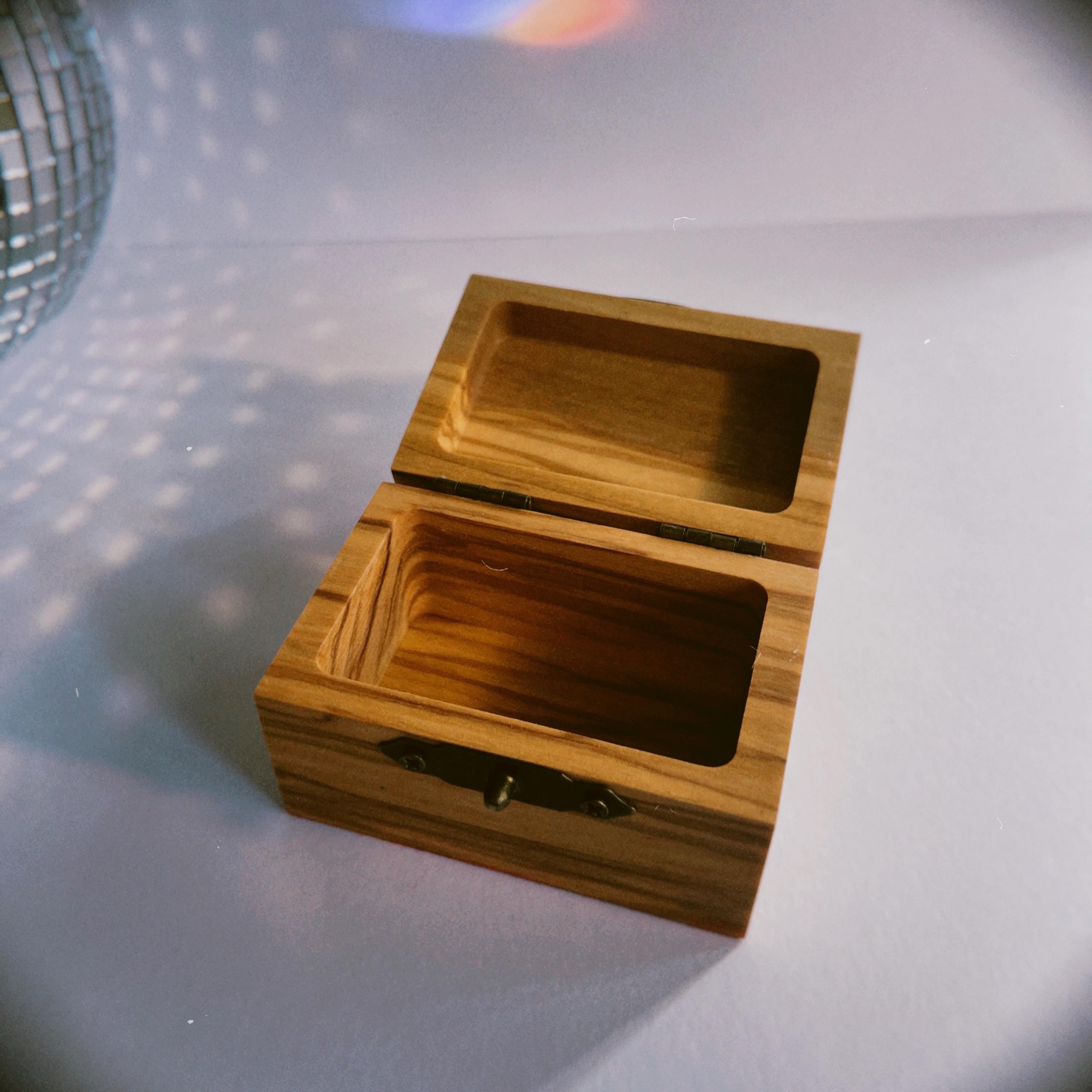 Handpainted Cherry Ring Box: Upcycled Olive Wood Engagement Gift
