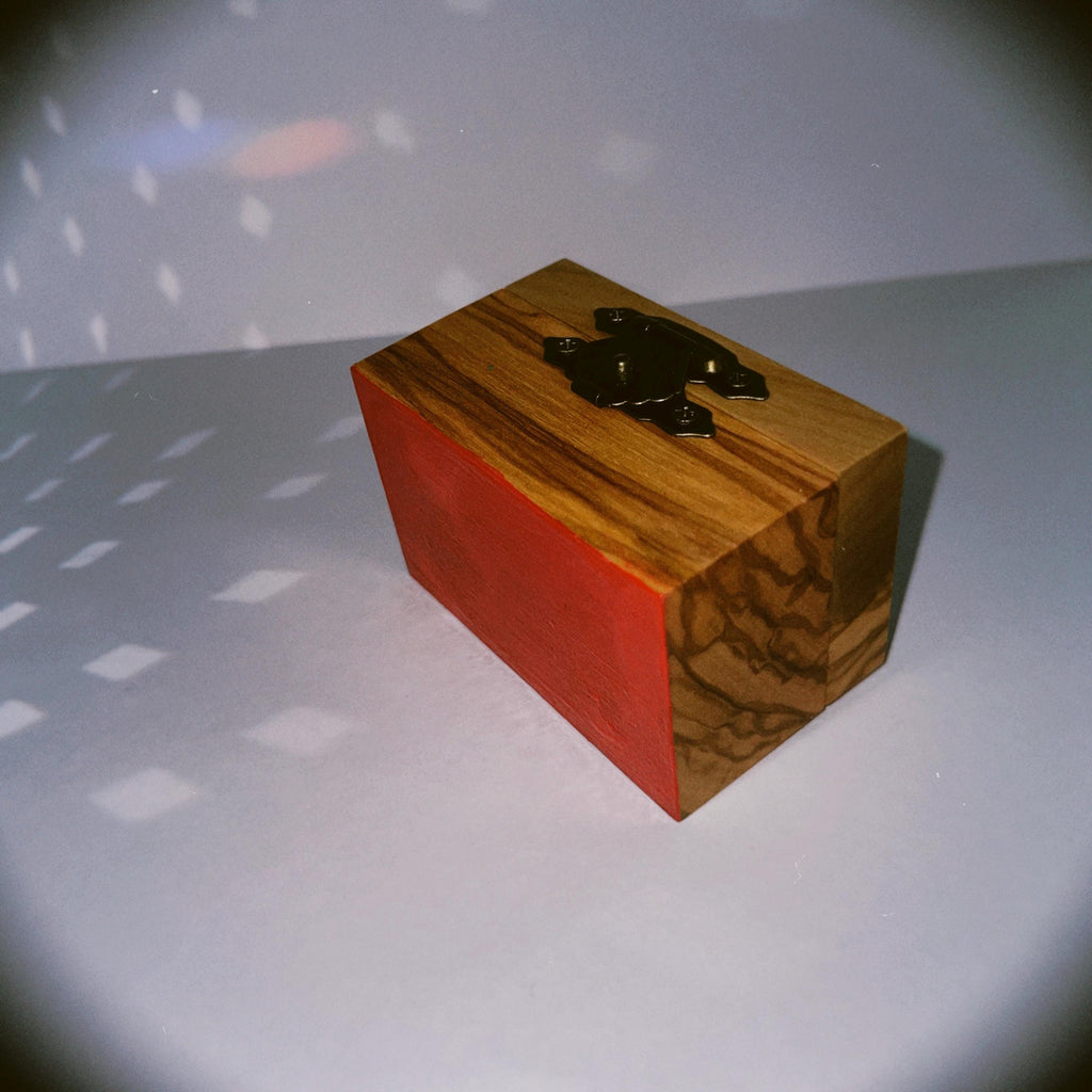 Handpainted Cherry Ring Box: Upcycled Olive Wood Engagement Gift