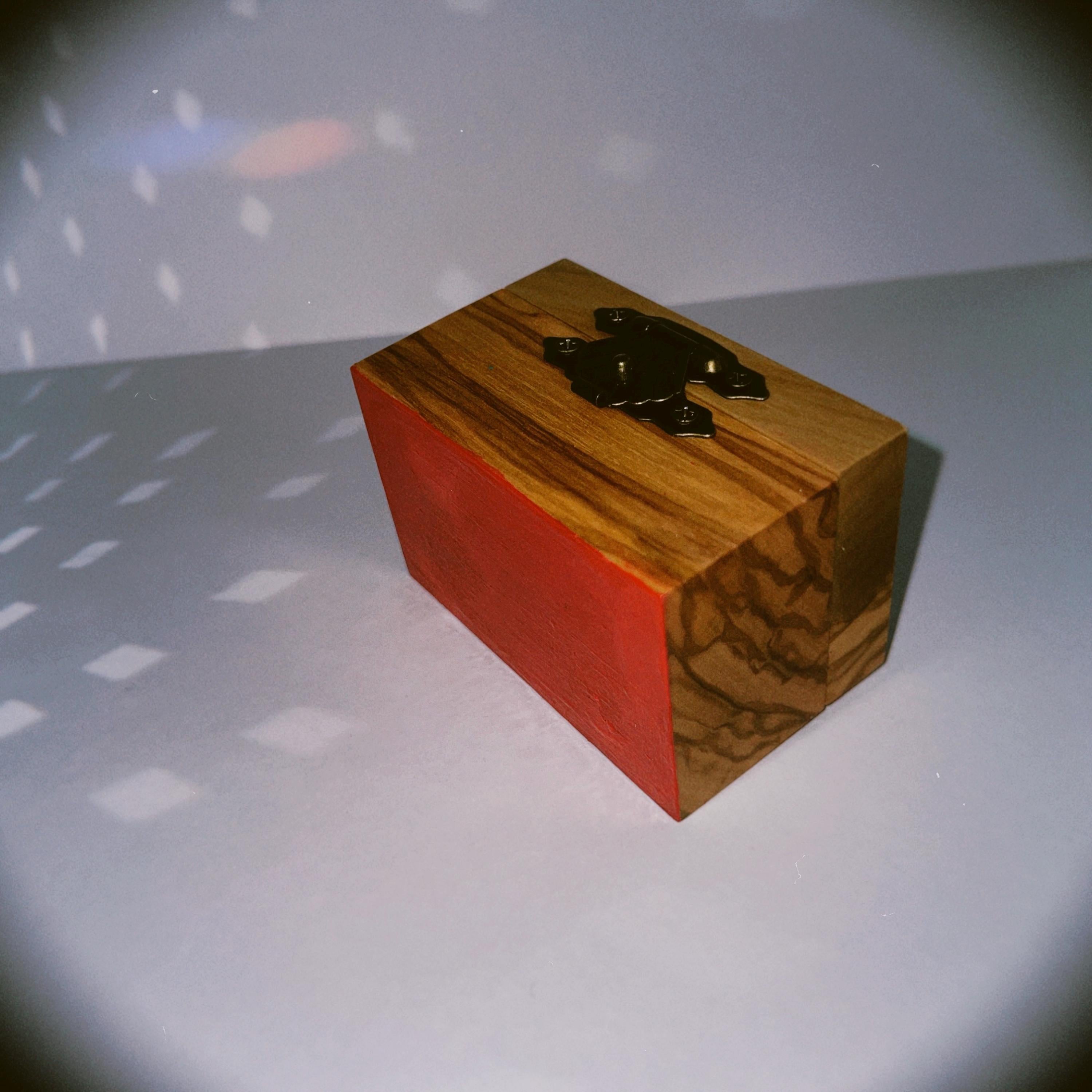 Handpainted Cherry Ring Box: Upcycled Olive Wood Engagement Gift