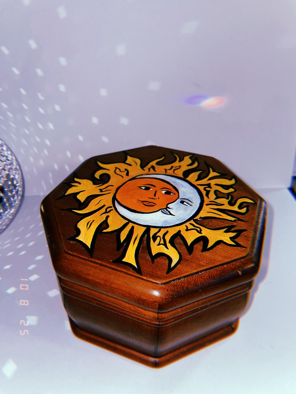 Handpainted Sun and Moon Music Box: Upcycled Whimsigoth Jewelry Box NOT HAUNTED