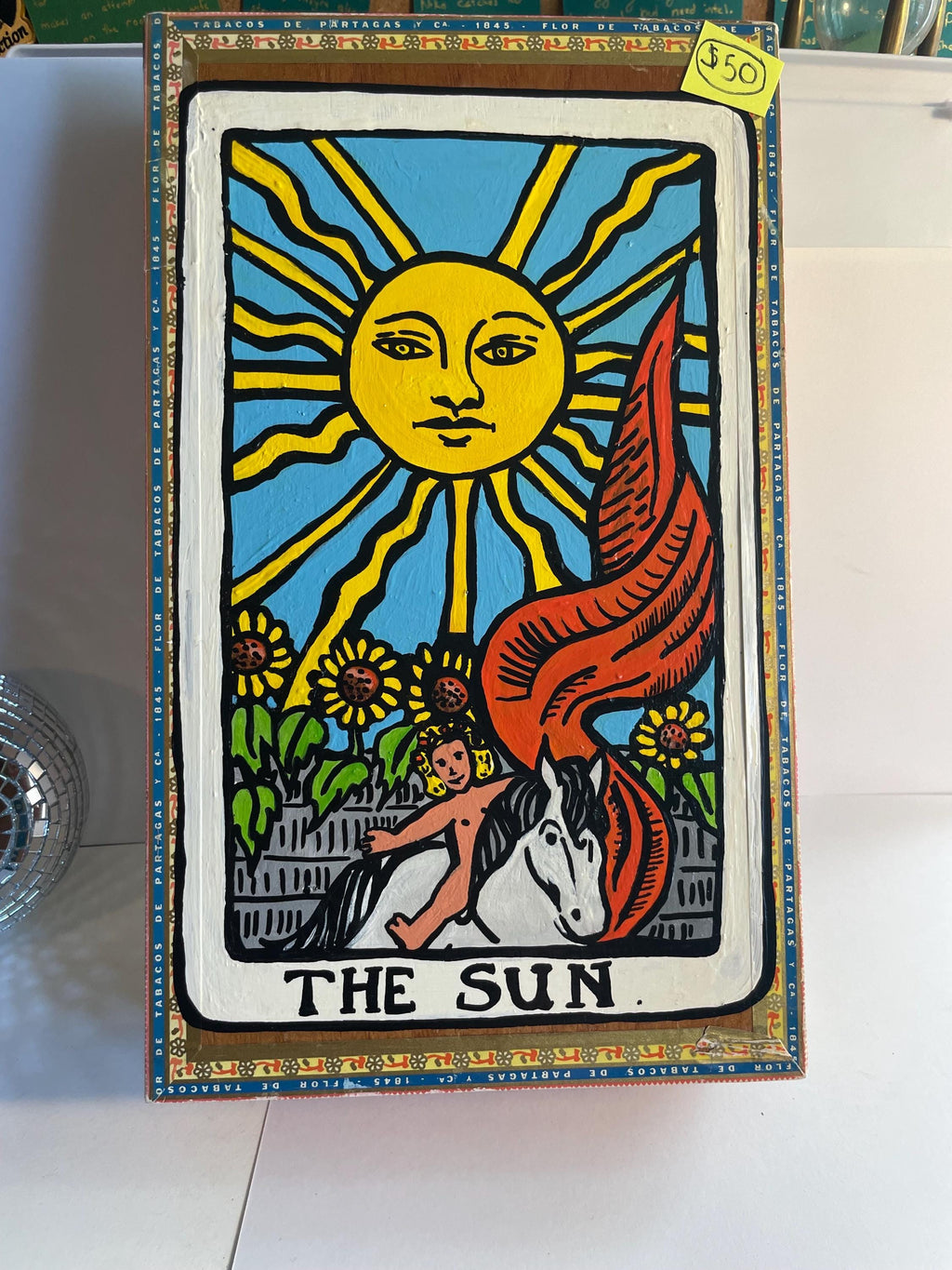 Handpainted Sun Tarot Box | Upcycled Whimsigoth Jewelry or Stash Box | Witchy Decor | Rider Waite Divination Gift | One-of-a-kind Altar Box