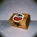 Handpainted Cherry Ring Box: Upcycled Olive Wood Engagement Gift